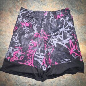DSG Youth Knit Train Shorts, Large, Black & Pink‎ Graffiti Design
